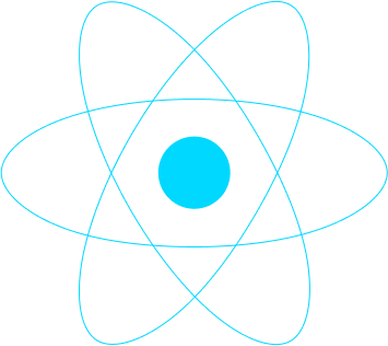 React Native logo featuring a blue atom symbol with the words 'React Native' beside it.