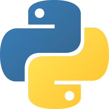 Python logo depicting two intertwined snakes with the word 'Python' below.