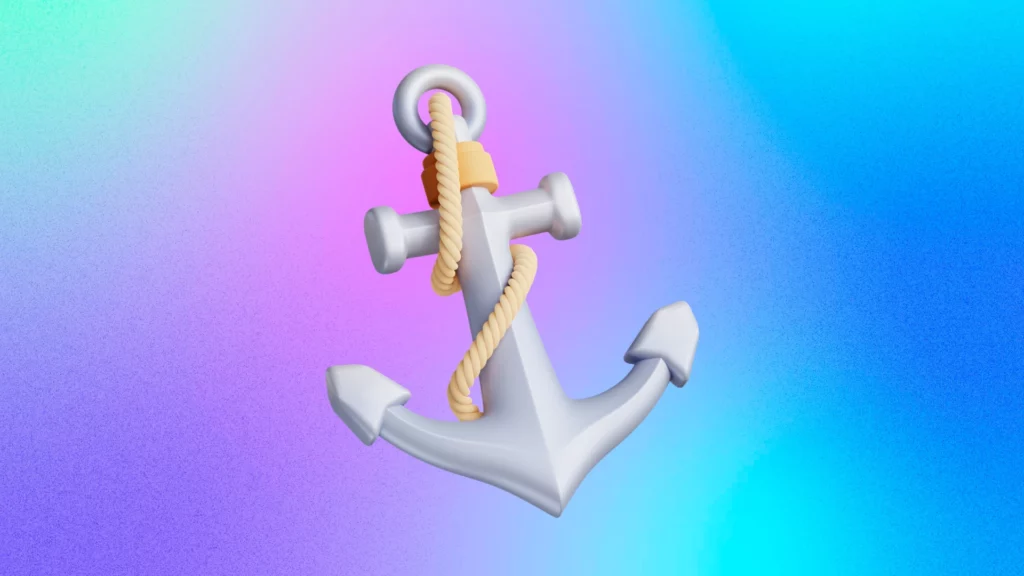A 3d image of an anchor and a rope, illustrating the idea that those 2024 trends are a point of reference