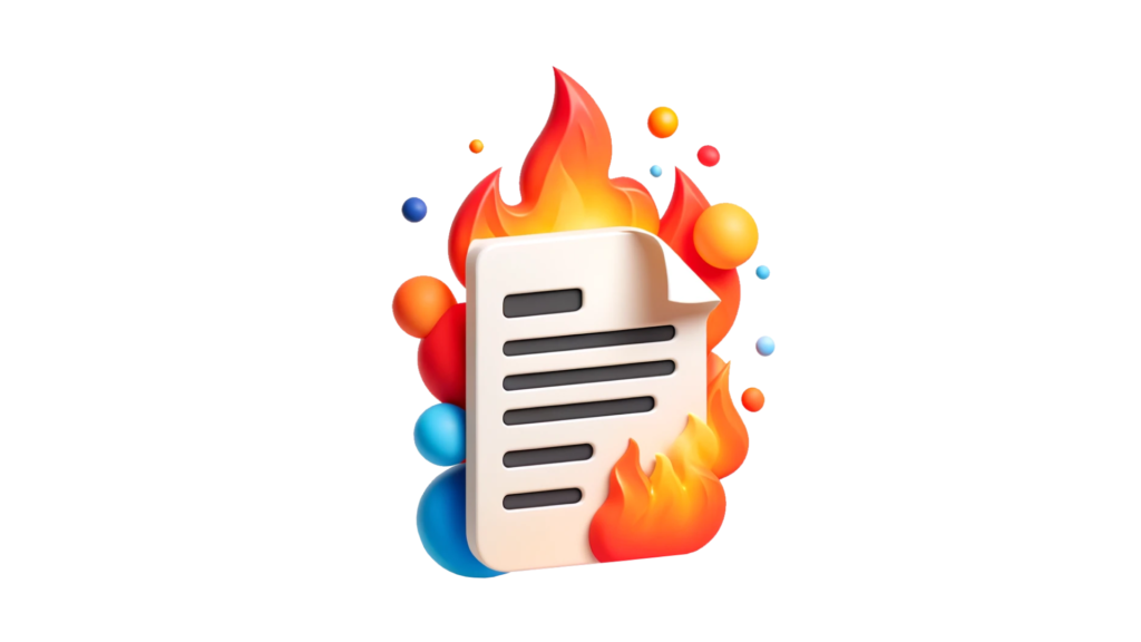 A 3D illustration of a document on fire, surrounded by colorful spheres, symbolizing rapid change and urgency. This image represents the fast-paced advancements in AI and artificial intelligence, aligning with the article's theme of seizing opportunities in a quickly evolving technological landscape.