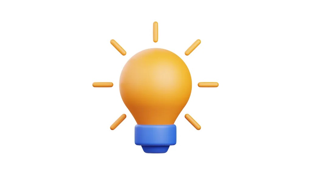A 3D illustration of a light bulb with rays emanating from it, symbolizing bright ideas and innovation. This image represents the core concepts of UX design, aligning with the article.