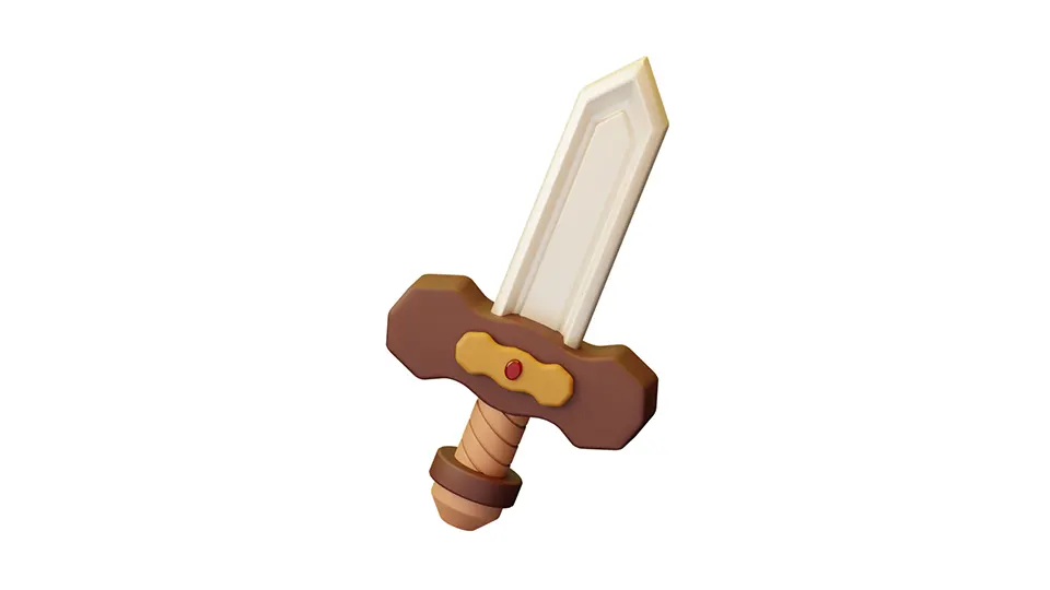 A 3D illustration of a sword, symbolizing a competitive showdown, representing the debate between JavaScript arrays and objects in the article titled 'JavaScript Arrays vs. Objects: The Bracket Battle'
