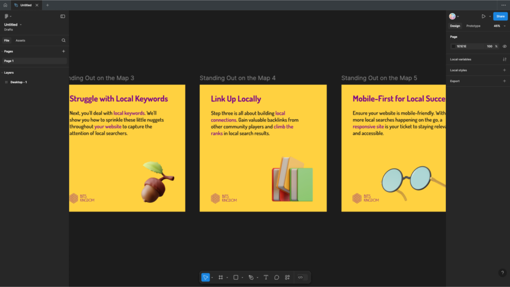 Proposed ideal version of Figma’s fixed panel layout, showing a cleaner, structured design.