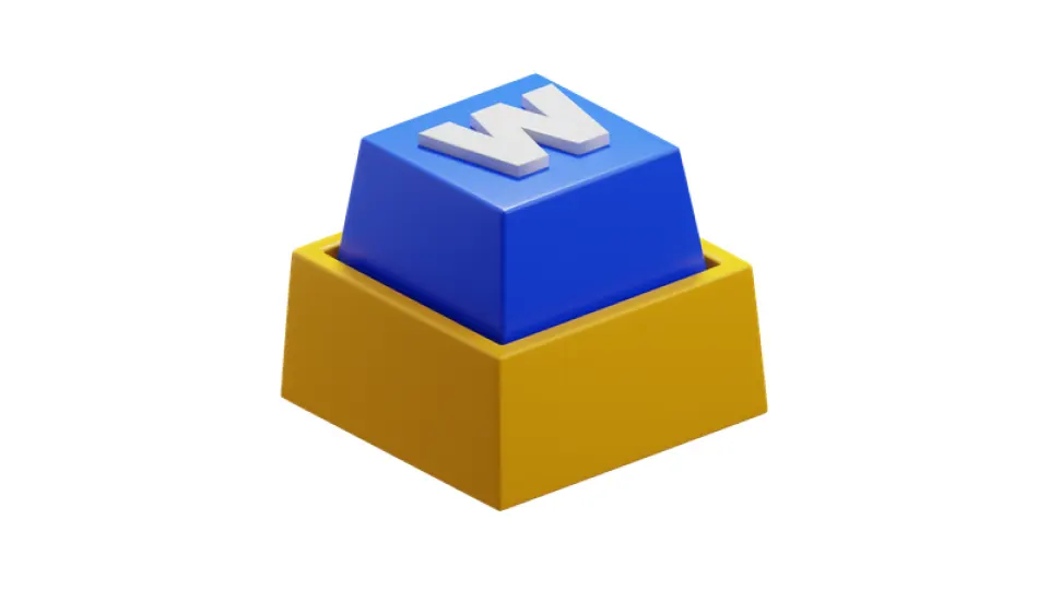 Keyboard key with a bold "W," symbolizing WYSIWYG editors and intuitive web editing tools.