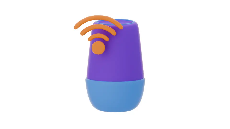 A colorful smart speaker icon symbolizing voice control and connectivity for screenless device UX tips.