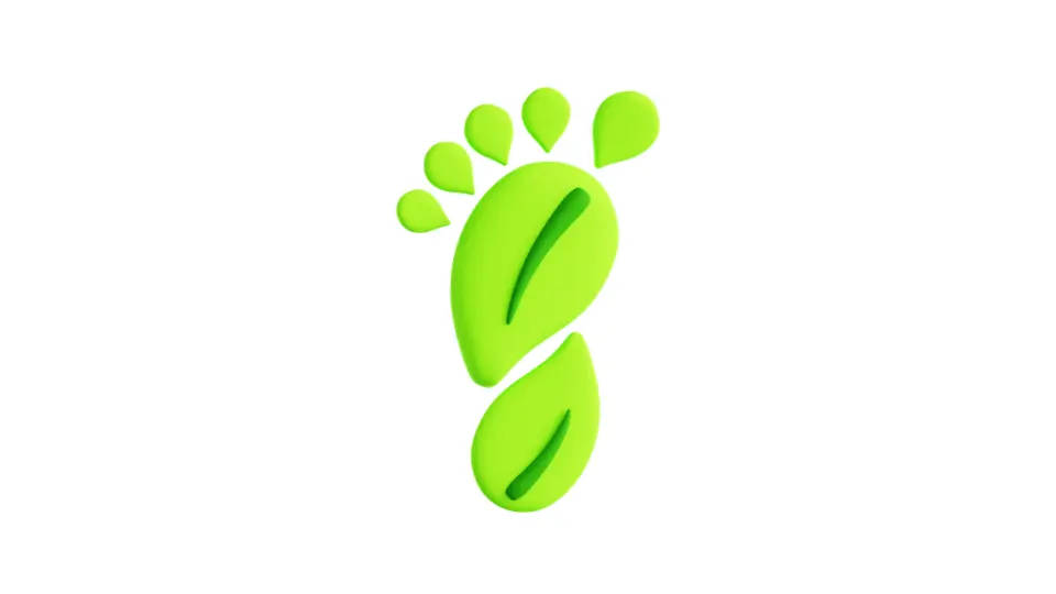 Green footprint-shaped logo representing eco-friendly digital practices and sustainable web design.